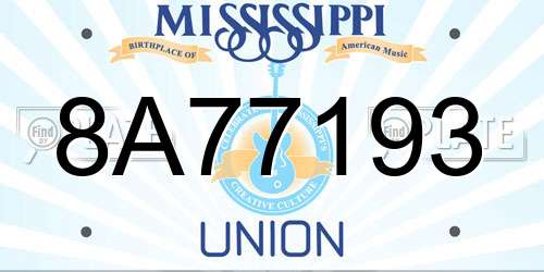 8A77193 Mississippi License Plate