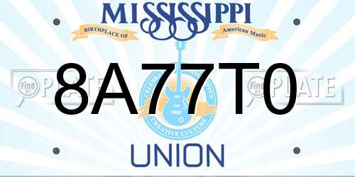 8A77T0 Mississippi License Plate