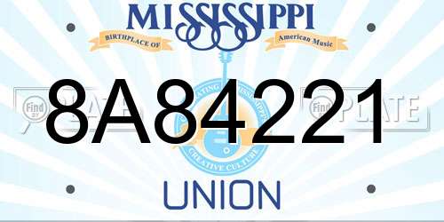 8A84221 Mississippi License Plate