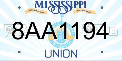 8AA1194 Mississippi License Plate