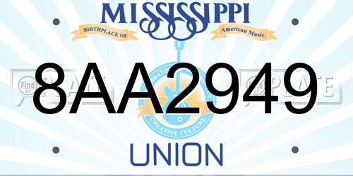 8AA2949 Mississippi License Plate
