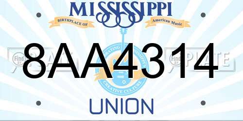 8AA4314 Mississippi License Plate