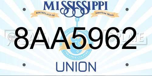 8AA5962 Mississippi License Plate