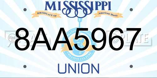 8AA5967 Mississippi License Plate