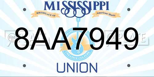 8AA7949 Mississippi License Plate