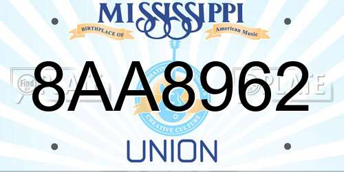 8AA8962 Mississippi License Plate