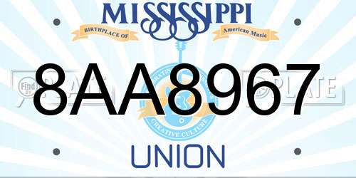 8AA8967 Mississippi License Plate