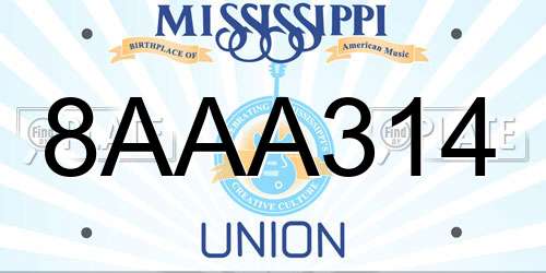 8AAA314 Mississippi License Plate