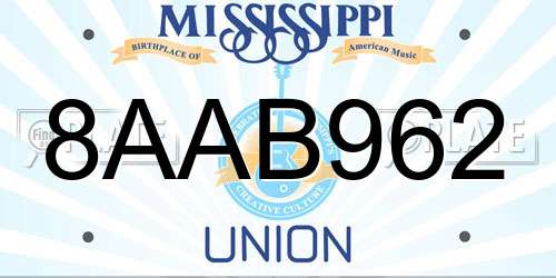 8AAB962 Mississippi License Plate