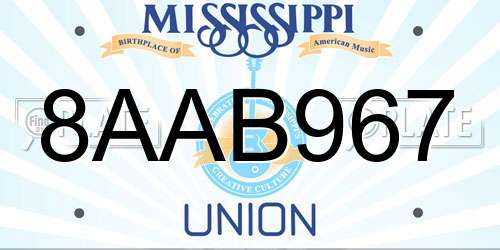8AAB967 Mississippi License Plate