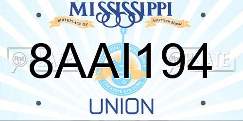 8AAI194 Mississippi License Plate