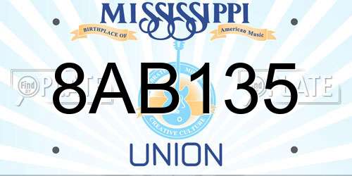8AB135 Mississippi License Plate