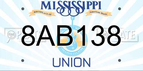 8AB138 Mississippi License Plate