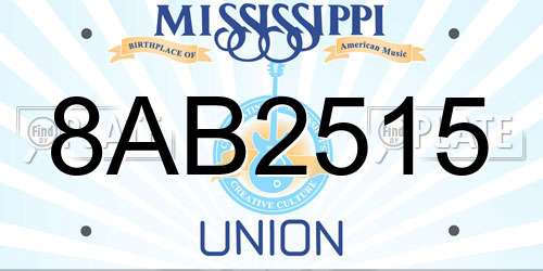 8AB2515 Mississippi License Plate