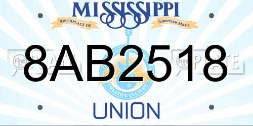 8AB2518 Mississippi License Plate