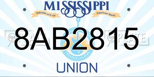 8AB2815 Mississippi License Plate