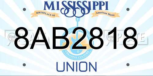8AB2818 Mississippi License Plate