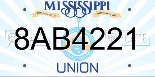 8AB4221 Mississippi License Plate