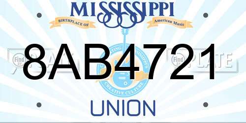 8AB4721 Mississippi License Plate