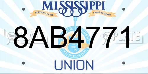 8AB4771 Mississippi License Plate