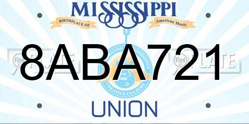 8ABA721 Mississippi License Plate