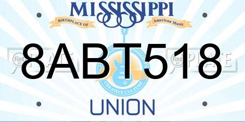 8ABT518 Mississippi License Plate