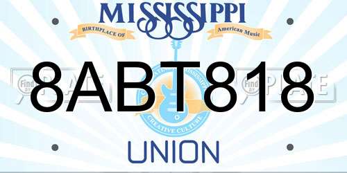 8ABT818 Mississippi License Plate