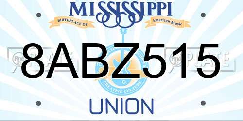 8ABZ515 Mississippi License Plate