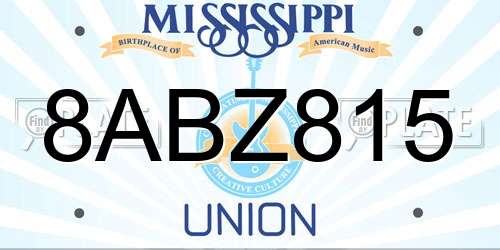 8ABZ815 Mississippi License Plate