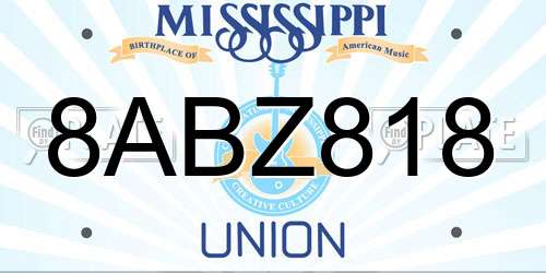8ABZ818 Mississippi License Plate