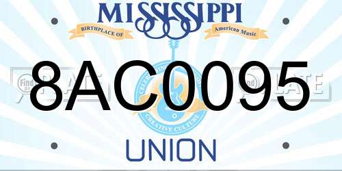 8AC0095 Mississippi License Plate