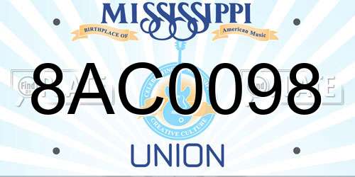 8AC0098 Mississippi License Plate