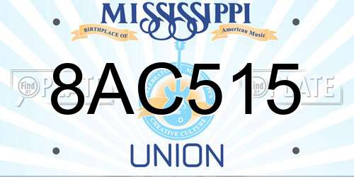 8AC515 Mississippi License Plate