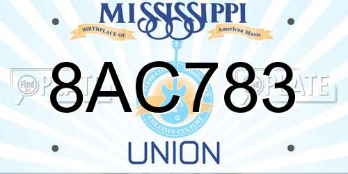 8AC783 Mississippi License Plate