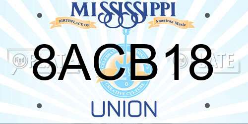 8ACB18 Mississippi License Plate