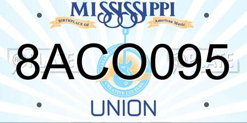 8ACO095 Mississippi License Plate