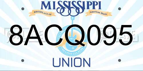8ACQ095 Mississippi License Plate