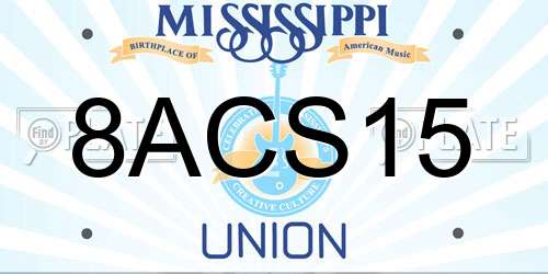 8ACS15 Mississippi License Plate