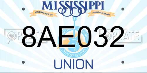 8AE032 Mississippi License Plate