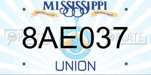 8AE037 Mississippi License Plate