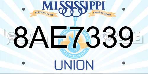 8AE7339 Mississippi License Plate