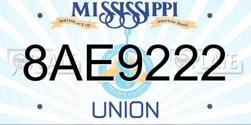 8AE9222 Mississippi License Plate