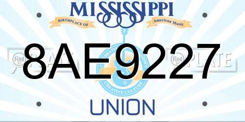 8AE9227 Mississippi License Plate