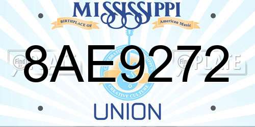 8AE9272 Mississippi License Plate