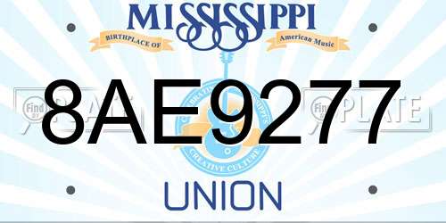 8AE9277 Mississippi License Plate