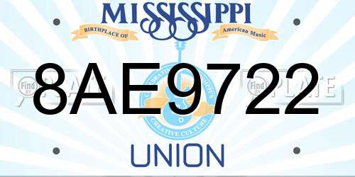 8AE9722 Mississippi License Plate