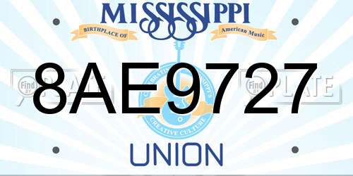 8AE9727 Mississippi License Plate