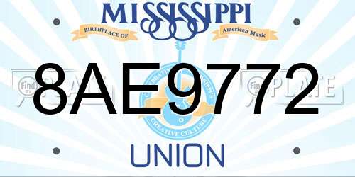 8AE9772 Mississippi License Plate