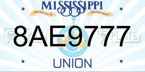 8AE9777 Mississippi License Plate