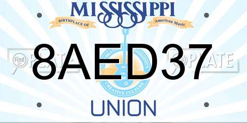 8AED37 Mississippi License Plate